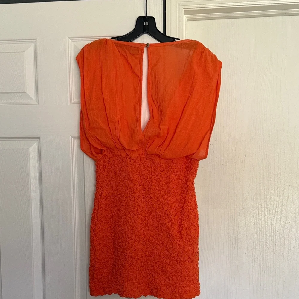 Free People Vibrant Orange Mini Dress Never Worn - Picture 4 of 4